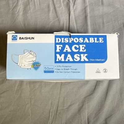50 PCS 3- Ply Disposable Face Mask Protective Ear Loop Non Medical Mouth Cover