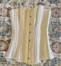 White Satin Steel Boned Strapless Corset Small Halloween Women  s NWT Overbust