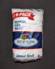 VTG 6 Pack Fruit Of The Loom Briefs Mens L 38-40 Underwear Blue/Gold Band 1989