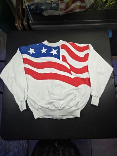 Giacca con zip bandiera USA stile olimpico vintage anni 90, taglia 24,5x25 5" - Foto 9 di 17