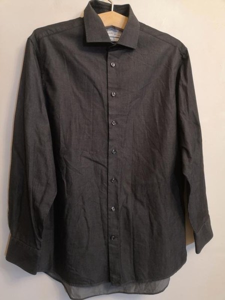 Men Charles Tyrwhitt Shirt Grey Cotton M