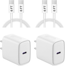iPhone 17 16 15 Charger Fast Charging Type C Cable USB C Charger Block 2-pack