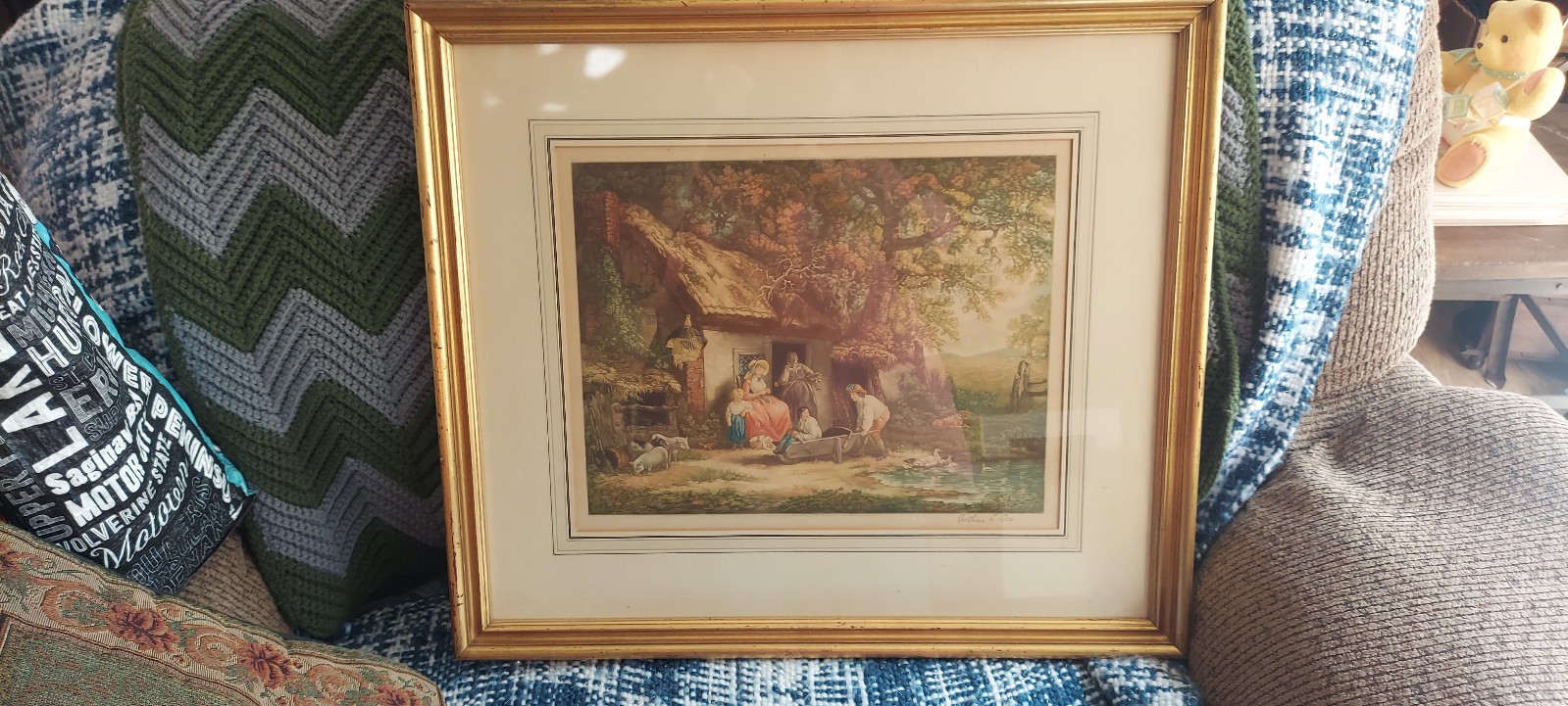 VINTAGE ARTHUR L. COX MEZZOTINT "THE HAPPY COTTAGERS"