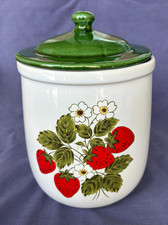 Vintage McCoy Strawberry XL 10" Canister - Green lid w/o seal #133 - Made in USA