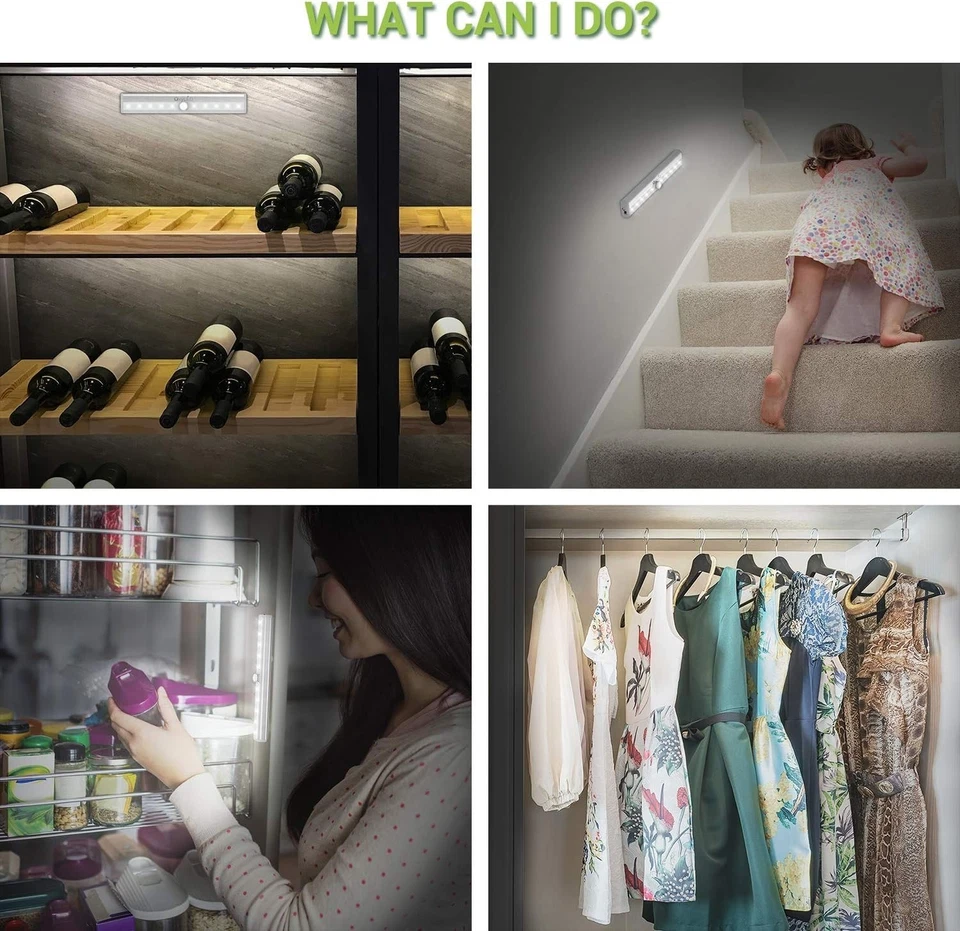 Wireless Under Cabinet Lighting LED Motion Sensor Battery Operated Closet 6pack - Image 2 of 4