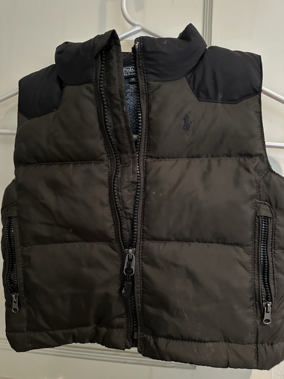 Polo Ralph Lauren Down Puffer Vest Green Black Rare Toddler 18 Months