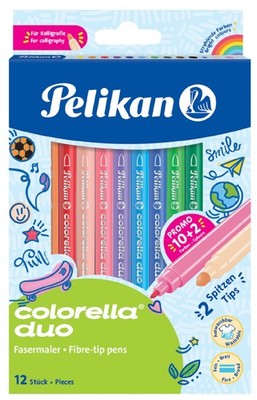 12 Pelikan Doppel-Fasermaler colorella duo, 12er Kartonetui