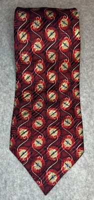  Red 100% Silk Necktie ROBERT TALBOTT Best of Class Men's Designer Geometric EUC