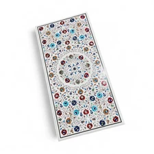 5'x3' white marble table inlay gemstone dining or coffee top home decor