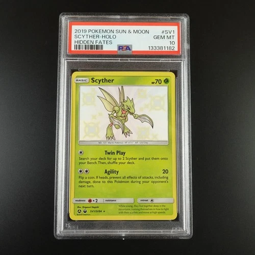 PSA 10 Scyther SV1/SV94 Pokemon Hidden Fates Holo Card