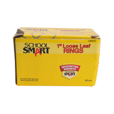 School Smart Box Of 1'' Sturdy Steel Loose Leaf Rings - 100 Pieces