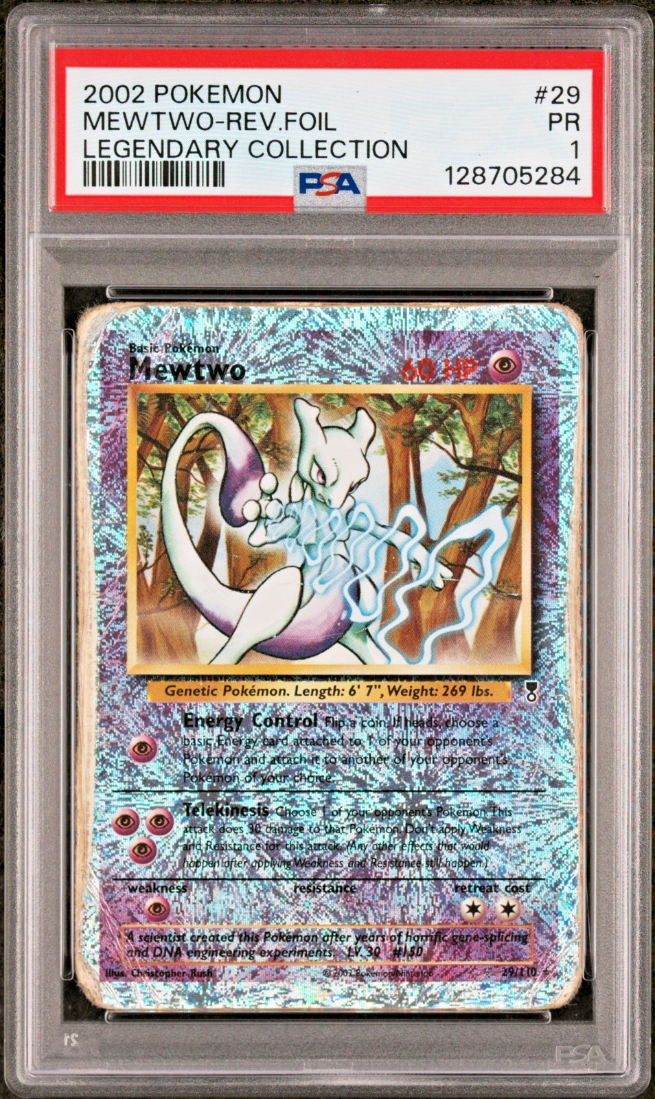 PSA 1 PR 2002 Pokemon Legendary Collection Mewtwo 29/110 WOTC Reverse Holo Foil