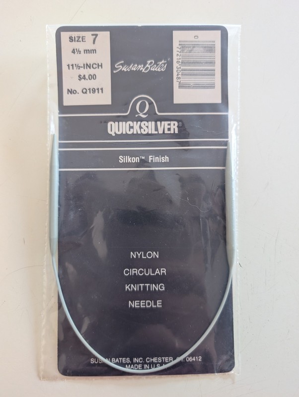 Susan Bates Quicksilver 11 1/2" Circular Knitting Needle Size 7-4 1/2mm