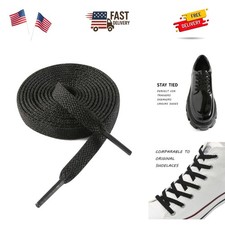 Fashion-Forward 54" Flat Black Shoelaces for Sneakers - Unisex Quality Laces