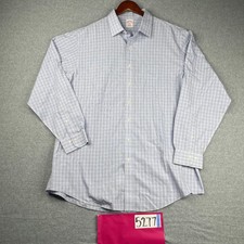 Brooks Brothers 346 Shirt 17.5 Blue Plaid Non Iron Button Up Long Sleeve Mens