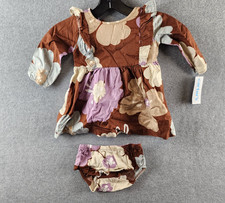 Carter's Floral Flutter Shoulder Twill Dress  Diaper Cover Baby Girl 9M Multi 