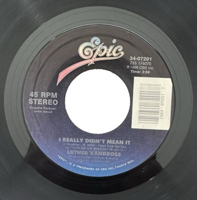Luther Vandross I REALLY DIDN'T MEAN IT (45 SOUL P/S) # 07201 PLAYS VG++