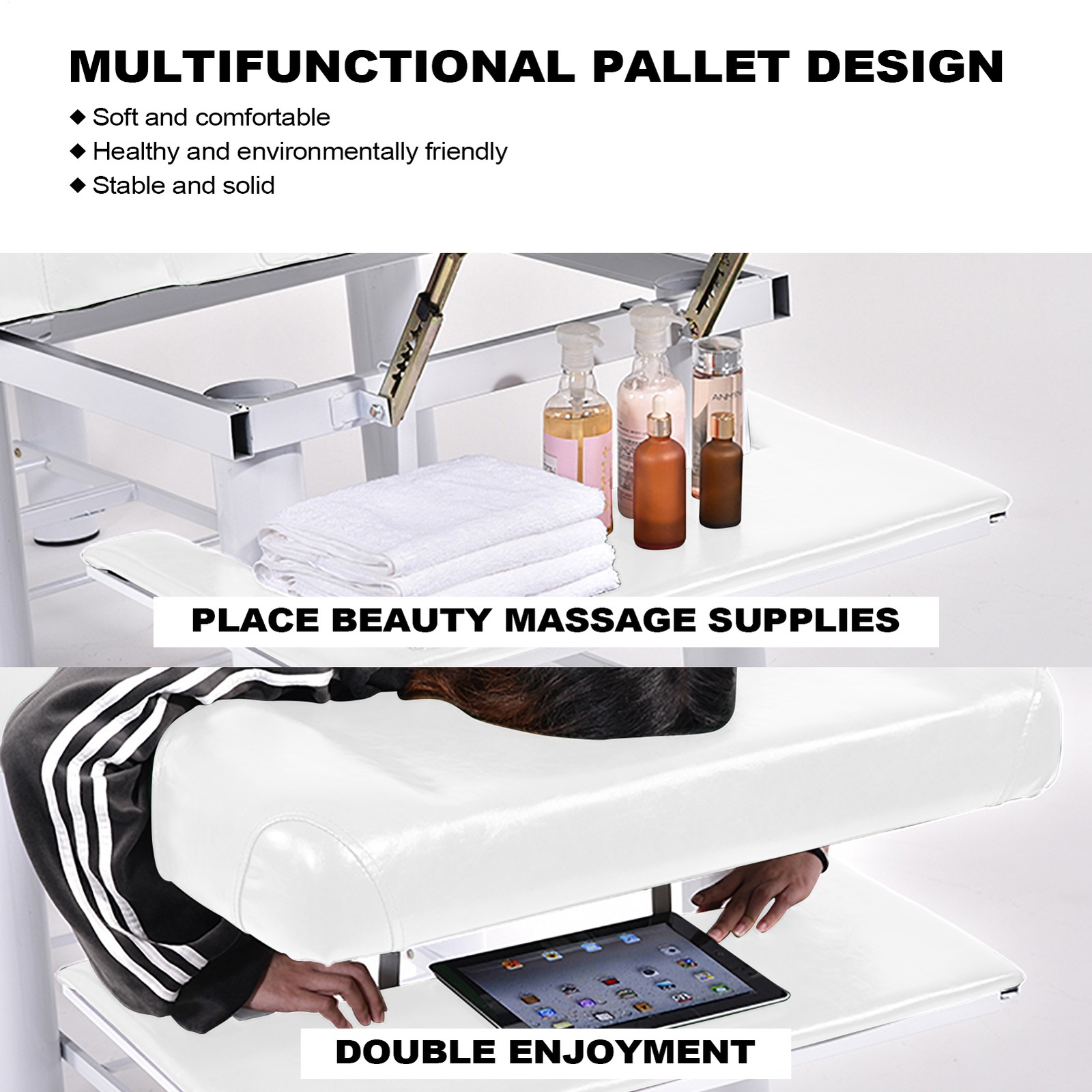 185cm Professional Stationary Massage Table With Backrest For Treatment Table