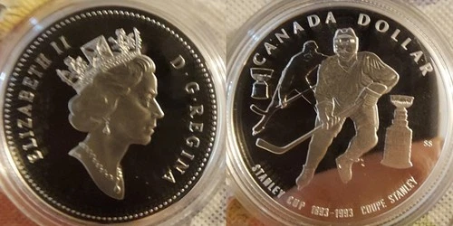 1993 Canada Silver Dollar Stanley Cup Coin .925