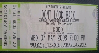 Sebadoh Performing Bubble A D Scrape Album Concert Gig Ticket Stub May 2008
