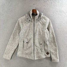 Eddie Bauer Jacket Women S Hooded Full Zip Long Sleeve Sweater Polyester Gray