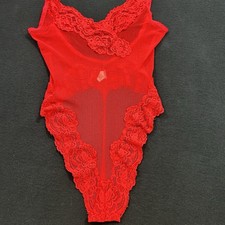 Victoria's Secret Teddy Bodysuit VTG 80s 90s Gold Label Lace Medium Lingerie Red
