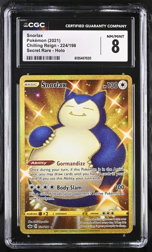 Snorlax 224/198 Secret Rare Holo Chilling Reign Pokemon CGC 8 Nm/mint *020