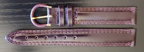 Vintage NOS Hadley Roma 16mm Ox Blood/Burgundy Stitched Leather Watch Band - Bild 2 von 7