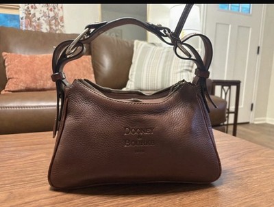 Dooney & Bourke Pebble Grain Leather Brown Small Hobo Shoulder Bag Purse