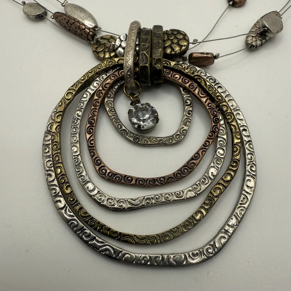 "Collar Boho Tono Plata Tono Cobre Colgante Cuentas Metal Mezclado 17 a 20.5""" Foto 2 de 4