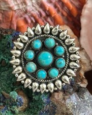 Turquoise Sterling Silver Statement Southwestern Sterling Silver Ring