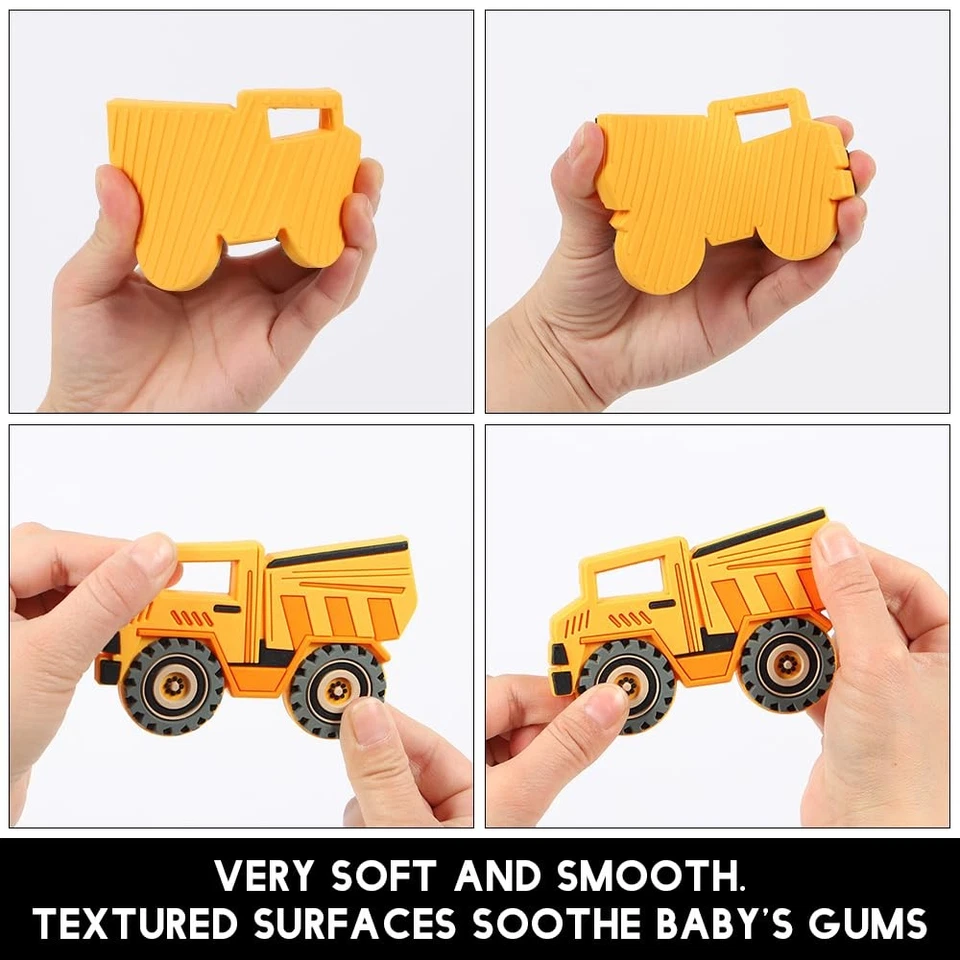 Baby Food Grade Silicone Carrier Vehicle Teether Toy with Pacifier Clip Holde... - Image 4 of 4