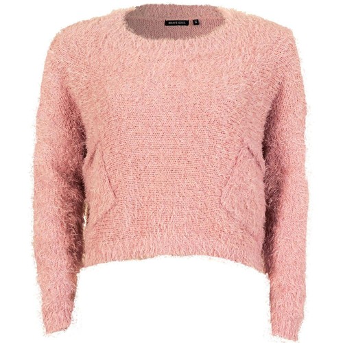 BRAVE SOUL Super Soft Pastel Baby Pink KNIT FLUFFY Eyelash Jumper Cropped - Picture 5 of 6