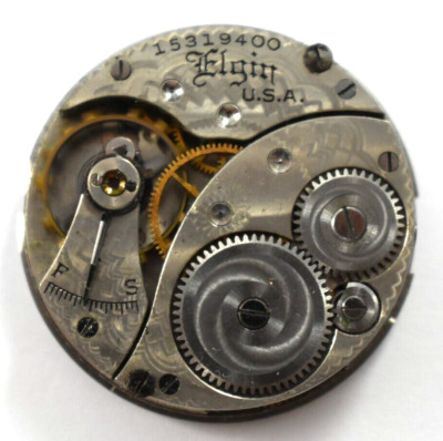 Vintage Elgin Grade 320 0s 7J Hunting Pocket Watch Movement lot.fa