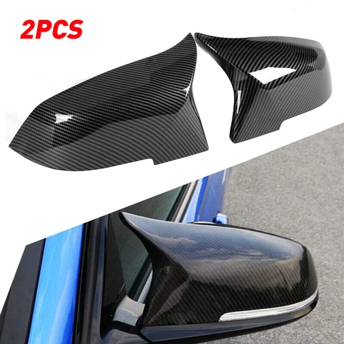 Pair Fiber Carbon Door Mirror Cover Caps For BMW 1/2/3/4 Series F20 F21 F30 F32
