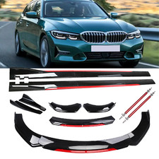 Front Bumper Lip Spoiler Splitter Glossy Black Red Universal For Bmw Body Kit