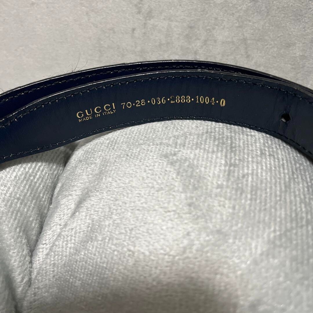 GUCCI レザーベルト 無地 黒 70・28 036・2194・1312・5 Gucci Unborn Calf big G square buckle leather belt 70/28 036