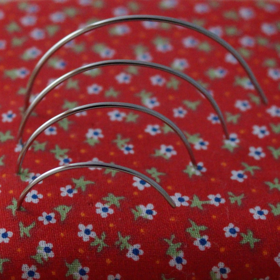 4er Set gebogene Nadeln Polsternadeln Nähnadeln Sattlernadeln rund Leder NEU  - Bild 3 von 4