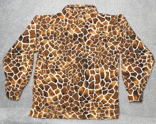 Vintage 70er Button Up Hemd Giraffe Print Live Collection Italy New York Herren M - Bild 3 von 7