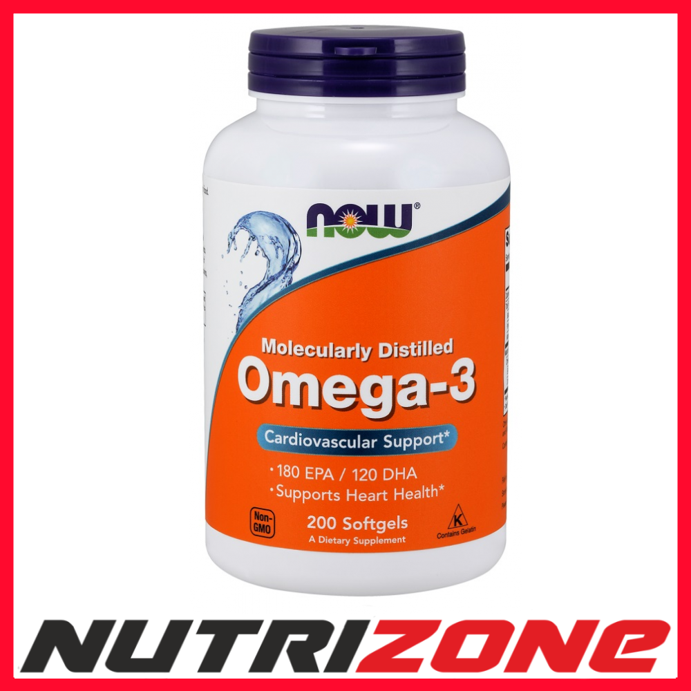 NOW Foods Omega 3 Molecularly Distilled EPA DHA Fatty Acids- 200 softgels