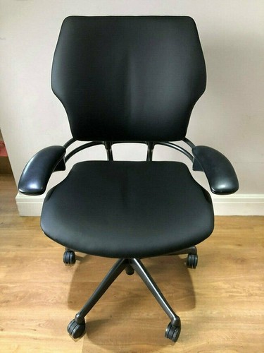 BLACK LEATHER HUMANSCALE FREEDOM ERGONOMIC OFFICE TASK CHAIR - Picture 3 of 10