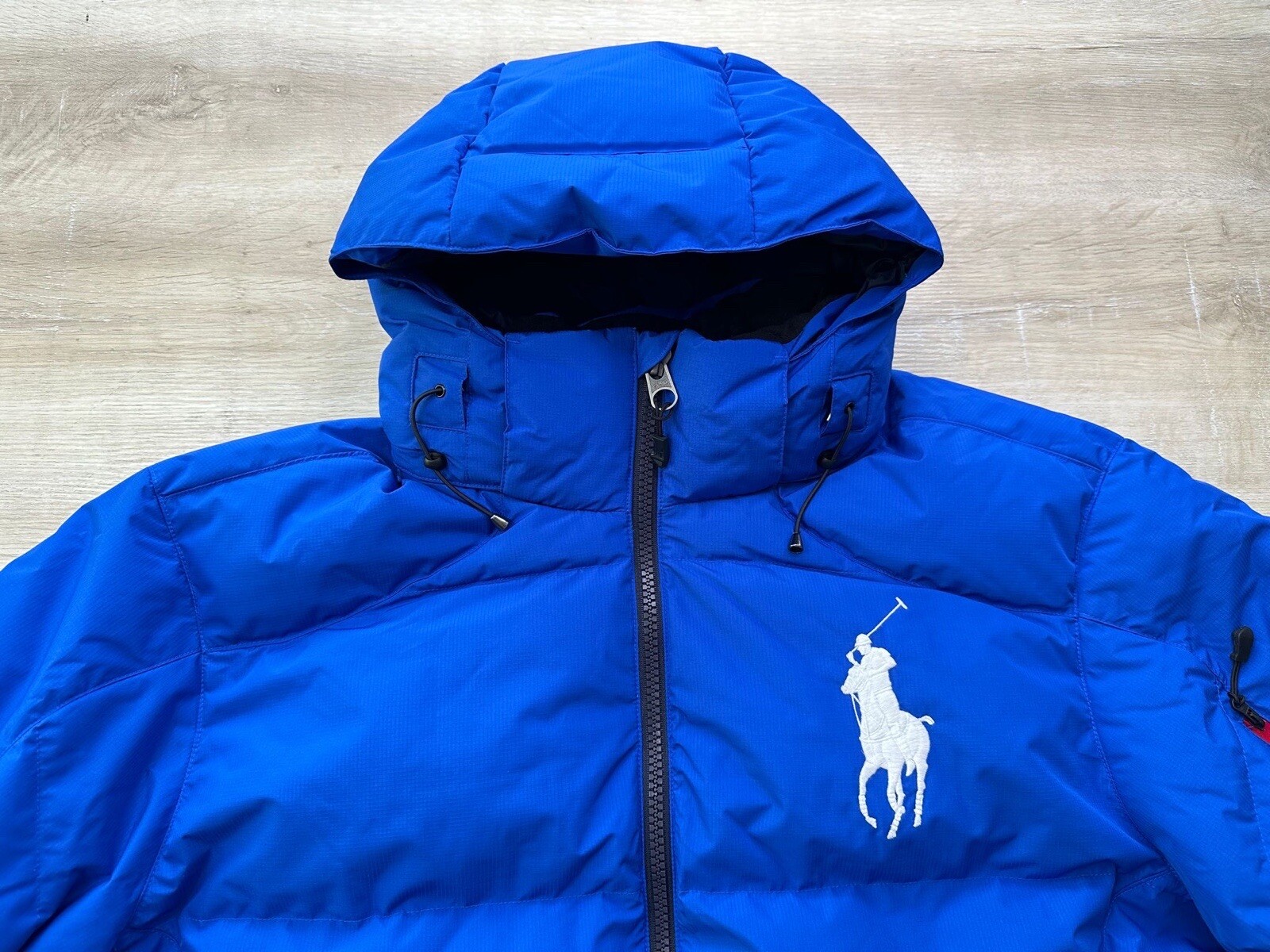 Polo Ralph Lauren uomo B&T giacca cappotto blu royal 1XB grande pony con cappuccio puffer