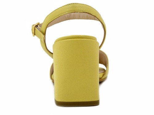 Sandali Donna in Pelle Nappa Giallo 37 Tacco Alto 7,5 cm Made in Italy - Foto 4 di 5
