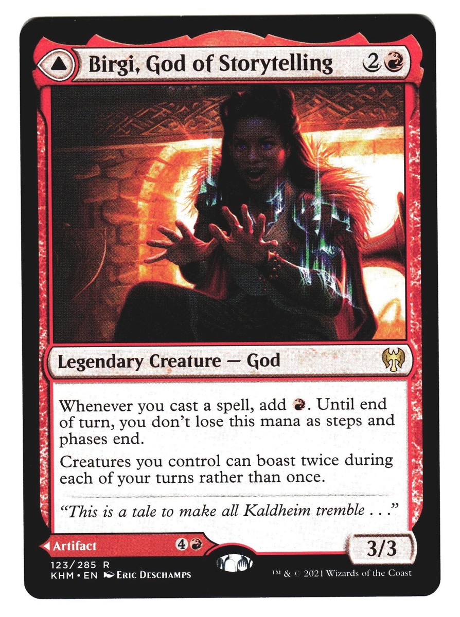 Birgi, God of Storytelling // Harnfel 1x FOIL KHM MTG Kaldheim Rare MINT red Birgi, God of Storytelling // Harnfel 1x FOIL KHM MTG Kaldheim Rare MINT red