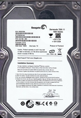 FOR DATA RECOVERY ST31500341AS fw: CC1H PN: 9JU138-302 TK BAD SECTOR 4604