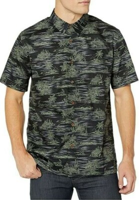 QUIKSILVER Waterman Men's S/S Button Shirt SHAKA BAY  KVJ6  Medium LAST ONE LEFT