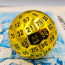 Solid Metal Gold D100 DND Dice Polyhedral 100 Sided Die Dungeons and Dragons RPG