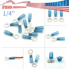 50x Heat Shrink Wire Connector Electrical 1/4" Ring Crimp Terminal 16-14AWG