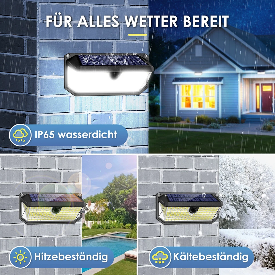 416 LED Fluter Solarleuchte Solarlampe mit Bewegungsmelder Außen Garten Strahler - Bild 4 von 4