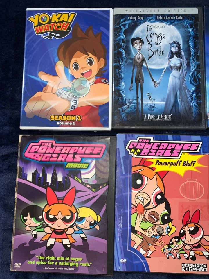 Лот из 8 детских DVD-дисков Powerpuff Girls Corpse Bride Yo-Kai Watch Barney Horseland - Изображение 3 из 4